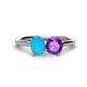 1 - Tanya Oval Shape Turquoise & Cushion Shape Amethyst 2 Stone Duo Ring 