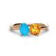 1 - Tanya Oval Shape Turquoise & Cushion Shape Citrine 2 Stone Duo Ring 
