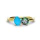 1 - Tanya Oval Shape Turquoise & Cushion Shape Lab Created Alexandrite 2 Stone Duo Ring 