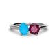 1 - Tanya Oval Shape Turquoise & Cushion Shape Rhodolite Garnet 2 Stone Duo Ring 