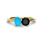 1 - Tanya Oval Shape Turquoise & Cushion Shape Black Onyx 2 Stone Duo Ring 