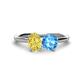 1 - Tanya Oval Shape Yellow Sapphire & Cushion Shape Blue Topaz 2 Stone Duo Ring 