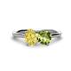 1 - Tanya Oval Shape Yellow Sapphire & Cushion Shape Peridot 2 Stone Duo Ring 