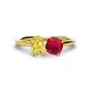 1 - Tanya Oval Shape Yellow Sapphire & Cushion Shape Ruby 2 Stone Duo Ring 