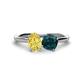 1 - Tanya Oval Shape Yellow Sapphire & Cushion Shape London Blue Topaz 2 Stone Duo Ring 