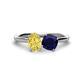1 - Tanya Oval Shape Yellow Sapphire & Cushion Shape Blue Sapphire 2 Stone Duo Ring 