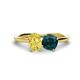 1 - Tanya Oval Shape Yellow Sapphire & Cushion Shape London Blue Topaz 2 Stone Duo Ring 