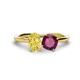 1 - Tanya Oval Shape Yellow Sapphire & Cushion Shape Rhodolite Garnet 2 Stone Duo Ring 