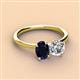 2 - Tanya Oval Shape Blue Sapphire & Cushion Shape Forever One Moissanite 2 Stone Duo Ring 