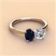 2 - Tanya Oval Shape Blue Sapphire & Cushion Shape Forever One Moissanite 2 Stone Duo Ring 
