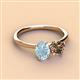 2 - Tanya Oval Shape Aquamarine & Cushion Shape Smoky Quartz 2 Stone Duo Ring 