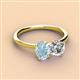2 - Tanya Oval Shape Aquamarine & Cushion Shape IGI Certified Lab Grown Diamond 2 Stone Duo Ring 
