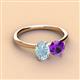 2 - Tanya Oval Shape Aquamarine & Cushion Shape Amethyst 2 Stone Duo Ring 