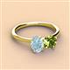 2 - Tanya Oval Shape Aquamarine & Cushion Shape Peridot 2 Stone Duo Ring 