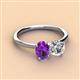 2 - Tanya Oval Shape Amethyst & Cushion Shape GIA Certified Diamond 2 Stone Duo Ring 