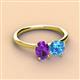 2 - Tanya Oval Shape Amethyst & Cushion Shape Blue Topaz 2 Stone Duo Ring 