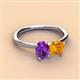 2 - Tanya Oval Shape Amethyst & Cushion Shape Citrine 2 Stone Duo Ring 