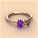 2 - Tanya Oval Shape Amethyst & Cushion Shape Smoky Quartz 2 Stone Duo Ring 