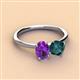 2 - Tanya Oval Shape Amethyst & Cushion Shape London Blue Topaz 2 Stone Duo Ring 