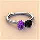 2 - Tanya Oval Shape Amethyst & Cushion Shape Black Onyx 2 Stone Duo Ring 