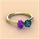 2 - Tanya Oval Shape Amethyst & Cushion Shape London Blue Topaz 2 Stone Duo Ring 