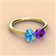 2 - Tanya Oval Shape Blue Topaz & Cushion Shape Amethyst 2 Stone Duo Ring 