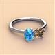 2 - Tanya Oval Shape Blue Topaz & Cushion Shape Smoky Quartz 2 Stone Duo Ring 