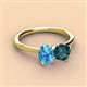 2 - Tanya Oval Shape Blue Topaz & Cushion Shape London Blue Topaz 2 Stone Duo Ring 