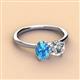 2 - Tanya Oval Shape Blue Topaz & Cushion Shape Forever One Moissanite 2 Stone Duo Ring 
