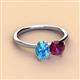 2 - Tanya Oval Shape Blue Topaz & Cushion Shape Rhodolite Garnet 2 Stone Duo Ring 