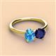 2 - Tanya Oval Shape Blue Topaz & Cushion Shape Blue Sapphire 2 Stone Duo Ring 
