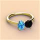 2 - Tanya Oval Shape Blue Topaz & Cushion Shape Black Onyx 2 Stone Duo Ring 