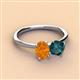 2 - Tanya Oval Shape Citrine & Cushion Shape London Blue Topaz 2 Stone Duo Ring 