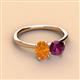 2 - Tanya Oval Shape Citrine & Cushion Shape Rhodolite Garnet 2 Stone Duo Ring 