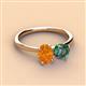 2 - Tanya Oval Shape Citrine & Cushion Shape Lab Created Alexandrite 2 Stone Duo Ring 