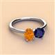 2 - Tanya Oval Shape Citrine & Cushion Shape Blue Sapphire 2 Stone Duo Ring 