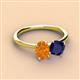 2 - Tanya Oval Shape Citrine & Cushion Shape Blue Sapphire 2 Stone Duo Ring 