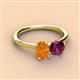 2 - Tanya Oval Shape Citrine & Cushion Shape Rhodolite Garnet 2 Stone Duo Ring 