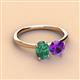 2 - Tanya Oval Shape Lab Created Alexandrite & Cushion Shape Amethyst 2 Stone Duo Ring 