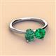 3 - Tanya Oval Shape Lab Created Alexandrite & Cushion Shape Emerald 2 Stone Duo Ring 