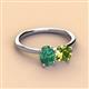 2 - Tanya Oval Shape Lab Created Alexandrite & Cushion Shape Peridot 2 Stone Duo Ring 