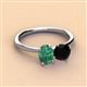 2 - Tanya Oval Shape Lab Created Alexandrite & Cushion Shape Black Onyx 2 Stone Duo Ring 