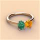 2 - Tanya Oval Shape Lab Created Alexandrite & Cushion Shape Citrine 2 Stone Duo Ring 