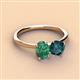 2 - Tanya Oval Shape Lab Created Alexandrite & Cushion Shape London Blue Topaz 2 Stone Duo Ring 