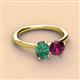 2 - Tanya Oval Shape Lab Created Alexandrite & Cushion Shape Rhodolite Garnet 2 Stone Duo Ring 