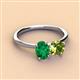2 - Tanya Oval Shape Emerald & Cushion Shape Peridot 2 Stone Duo Ring 