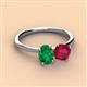 2 - Tanya Oval Shape Emerald & Cushion Shape Ruby 2 Stone Duo Ring 