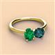 2 - Tanya Oval Shape Emerald & Cushion Shape London Blue Topaz 2 Stone Duo Ring 