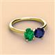 2 - Tanya Oval Shape Emerald & Cushion Shape Blue Sapphire 2 Stone Duo Ring 