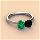 2 - Tanya Oval Shape Emerald & Cushion Shape Black Onyx 2 Stone Duo Ring 